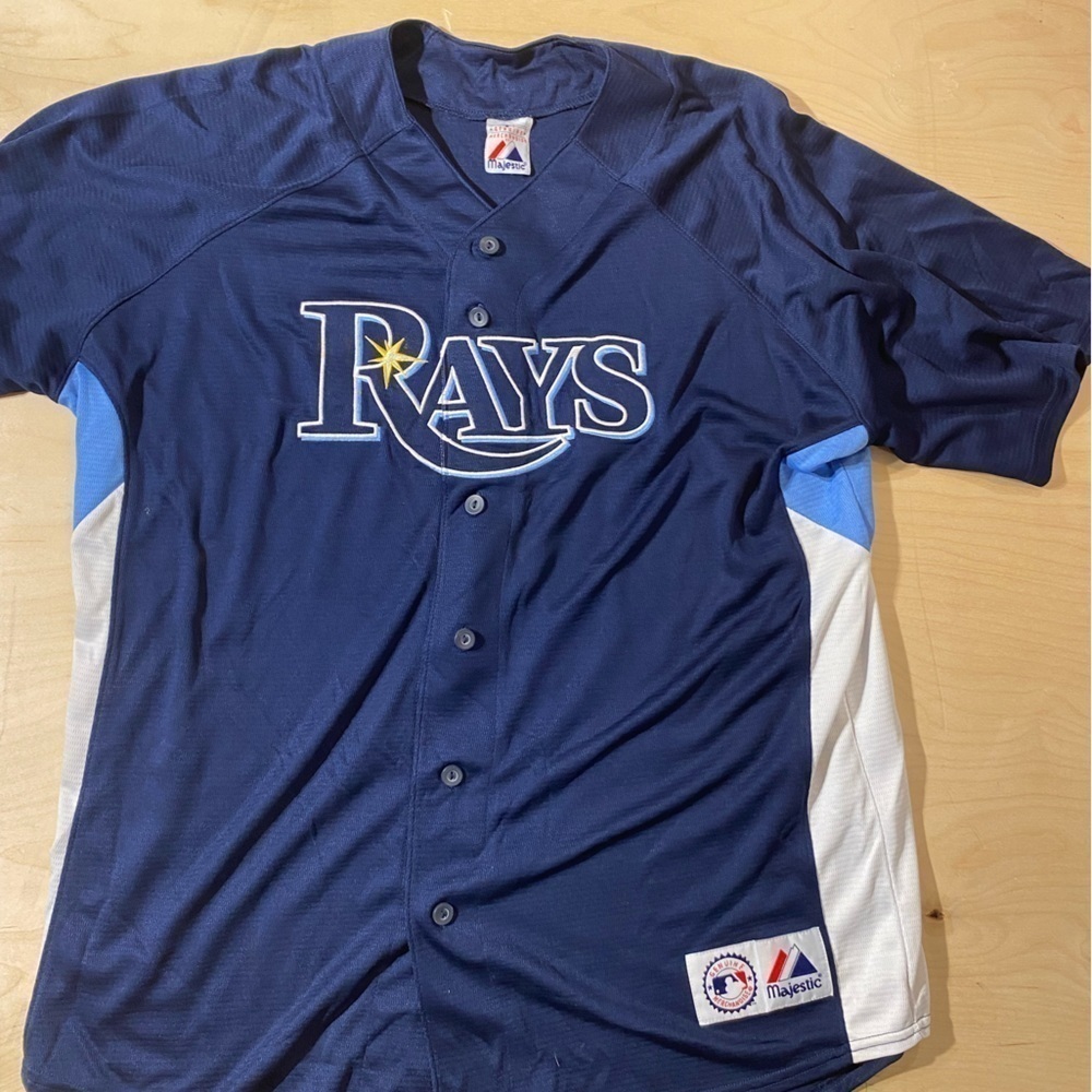 Majestic MLB Tampa Bay Rays Blank Jersey Button Front XXL (HJ)